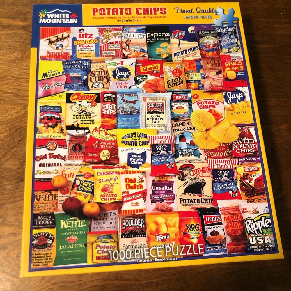 White Mountain Potato Chips Collage 1000-Pc. Puzzle Larger Pieces NEW